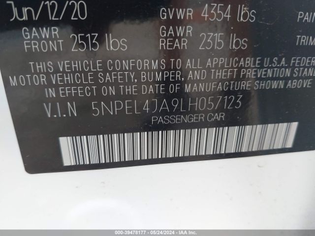 Photo 8 VIN: 5NPEL4JA9LH057123 - HYUNDAI SONATA 