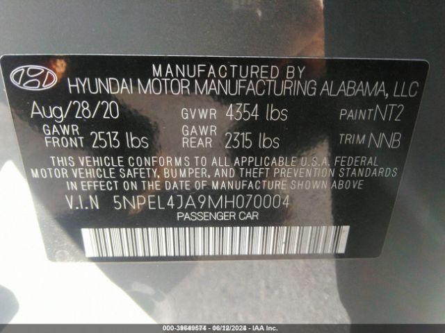 Photo 8 VIN: 5NPEL4JA9MH070004 - HYUNDAI SONATA 