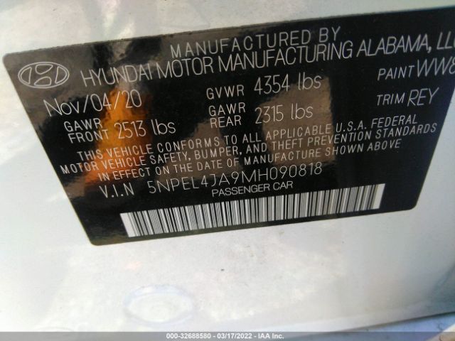 Photo 8 VIN: 5NPEL4JA9MH090818 - HYUNDAI SONATA 