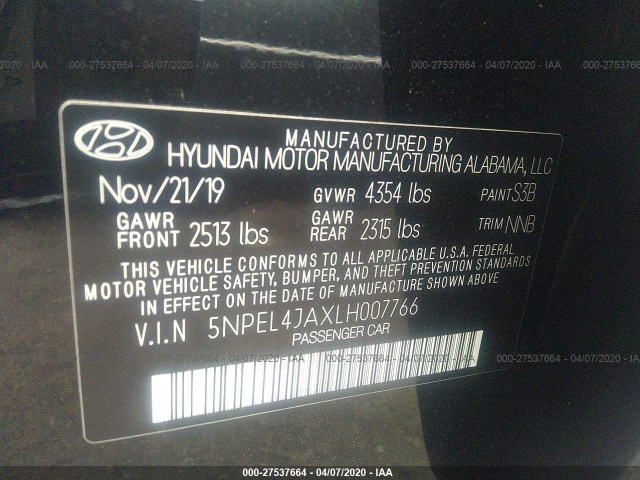 Photo 8 VIN: 5NPEL4JAXLH007766 - HYUNDAI SONATA 