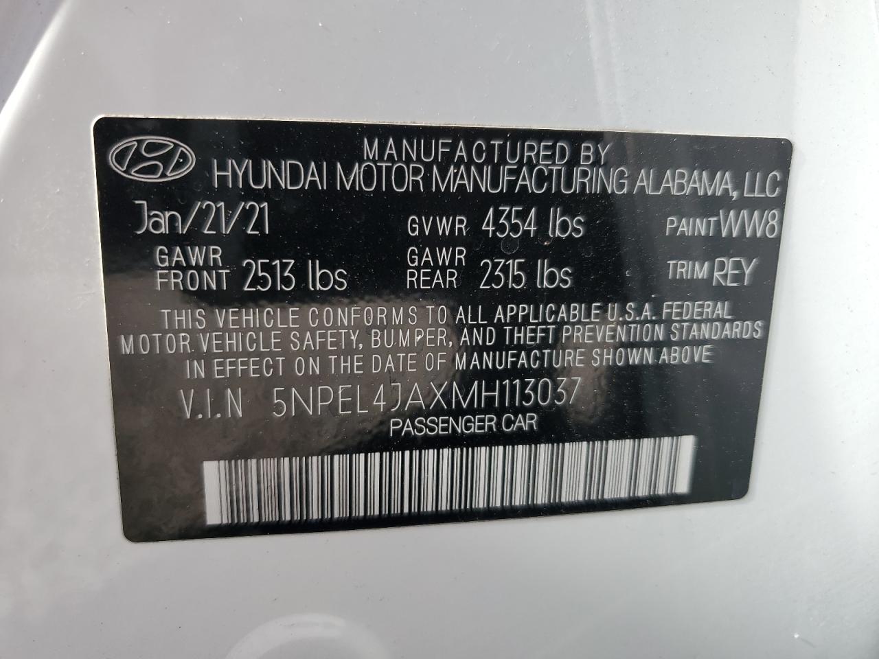 Photo 12 VIN: 5NPEL4JAXMH113037 - HYUNDAI SONATA 