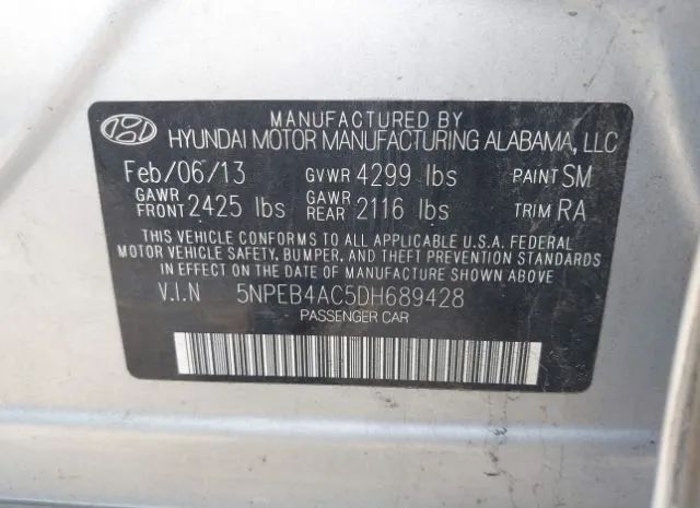 Photo 8 VIN: 5NPEN4AC5DH689428 - HYUNDAI SONATA 