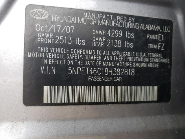 Photo 9 VIN: 5NPET46C18H382818 - HYUNDAI SONATA 