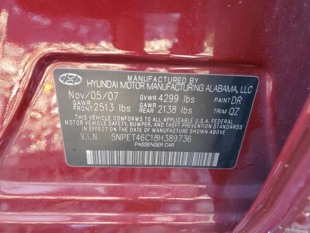 Photo 11 VIN: 5NPET46C18H389736 - HYUNDAI SONATA GLS 