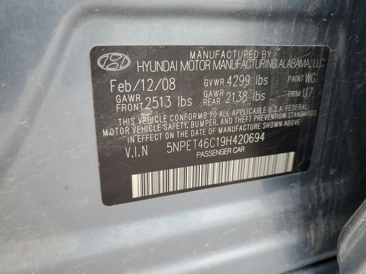 Photo 12 VIN: 5NPET46C19H420694 - HYUNDAI SONATA 