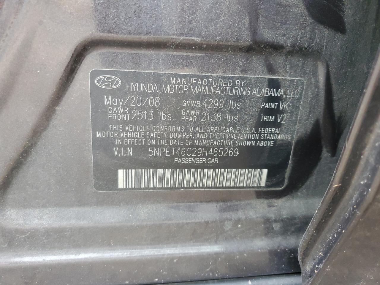 Photo 11 VIN: 5NPET46C29H465269 - HYUNDAI SONATA 