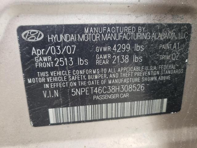 Photo 9 VIN: 5NPET46C38H308526 - HYUNDAI SONATA GLS 