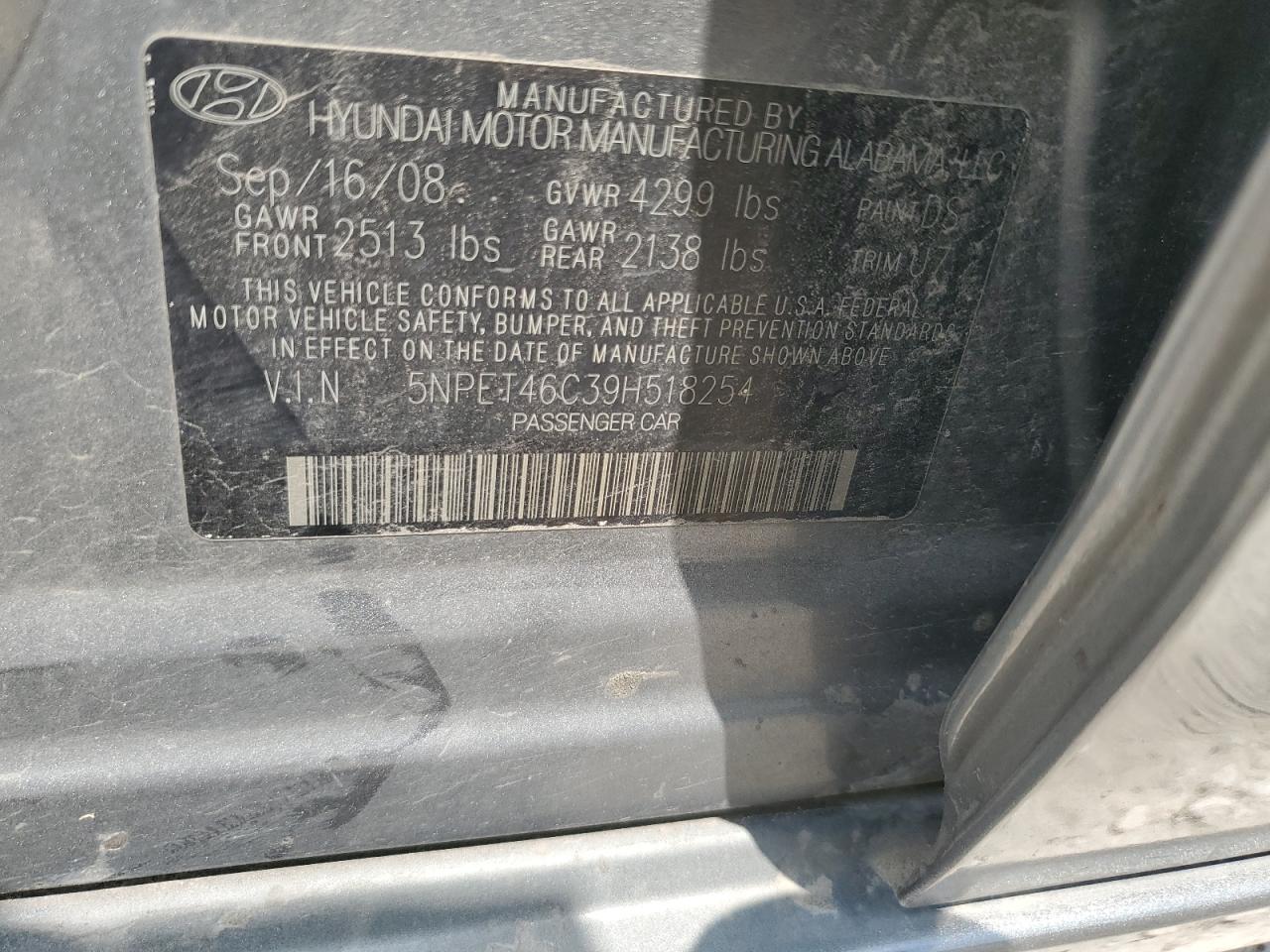 Photo 11 VIN: 5NPET46C39H518254 - HYUNDAI SONATA 