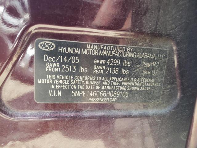 Photo 9 VIN: 5NPET46C66H089106 - HYUNDAI SONATA GL 