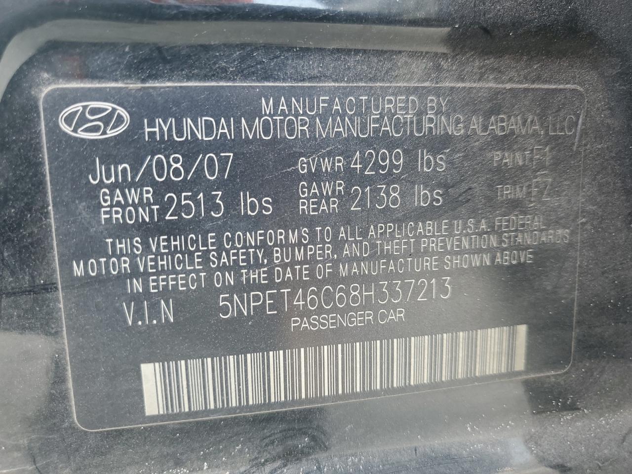 Photo 11 VIN: 5NPET46C68H337213 - HYUNDAI SONATA 