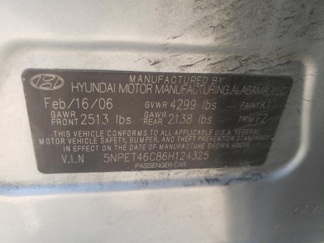 Photo 9 VIN: 5NPET46C86H124325 - HYUNDAI SONATA GL 