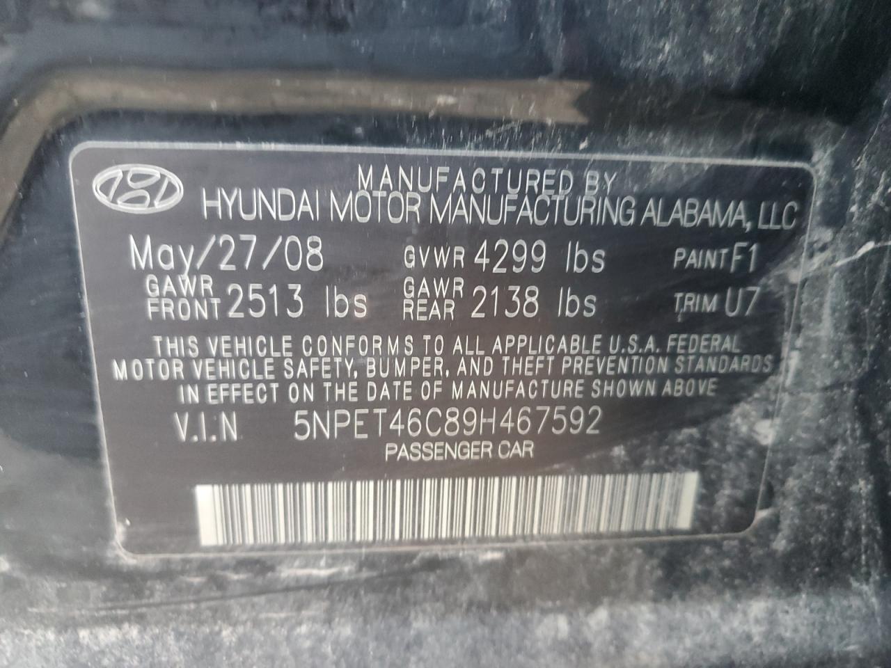 Photo 11 VIN: 5NPET46C89H467592 - HYUNDAI SONATA 