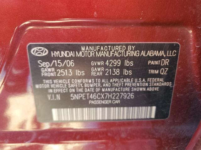 Photo 11 VIN: 5NPET46CX7H227926 - HYUNDAI SONATA 