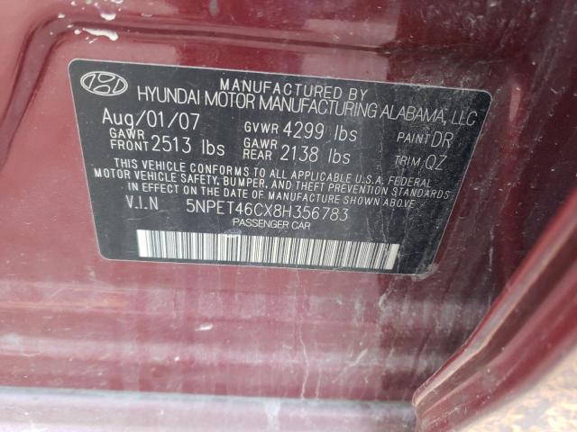 Photo 11 VIN: 5NPET46CX8H356783 - HYUNDAI SONATA 