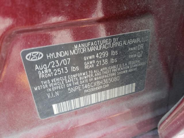 Photo 9 VIN: 5NPET46CX8H365080 - HYUNDAI SONATA GLS 