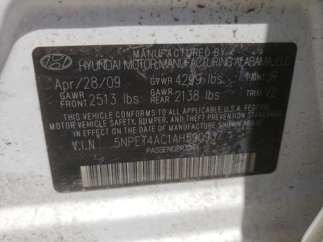 Photo 9 VIN: 5NPET4AC1AH590937 - HYUNDAI SONATA GLS 