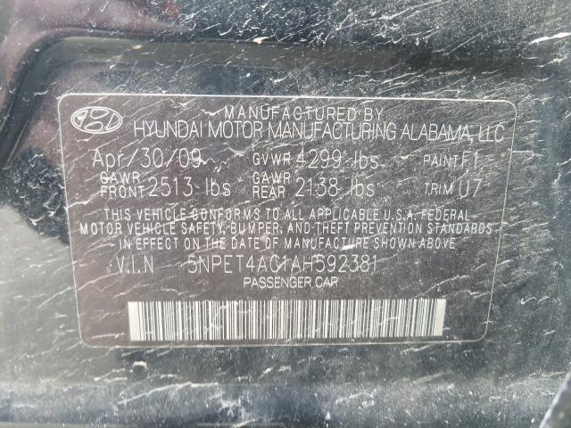 Photo 9 VIN: 5NPET4AC1AH592381 - HYUNDAI SONATA GLS 