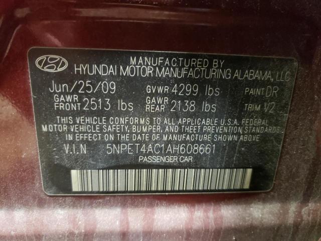 Photo 11 VIN: 5NPET4AC1AH608661 - HYUNDAI SONATA 