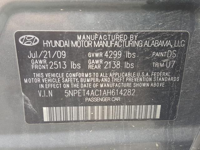 Photo 9 VIN: 5NPET4AC1AH614282 - HYUNDAI SONATA GLS 