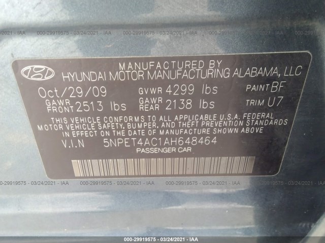 Photo 8 VIN: 5NPET4AC1AH648464 - HYUNDAI SONATA 