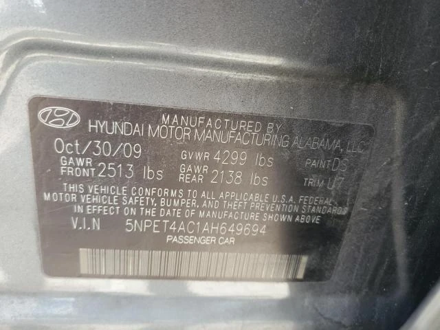 Photo 11 VIN: 5NPET4AC1AH649694 - HYUNDAI SONATA GLS 