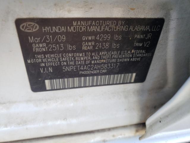 Photo 9 VIN: 5NPET4AC2AH583317 - HYUNDAI SONATA GLS 