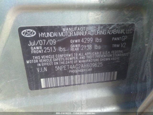 Photo 8 VIN: 5NPET4AC2AH609625 - HYUNDAI SONATA 