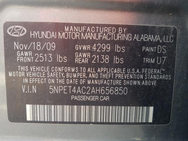 Photo 9 VIN: 5NPET4AC2AH656850 - HYUNDAI SONATA GLS 