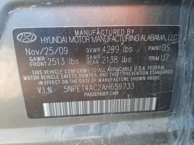 Photo 9 VIN: 5NPET4AC2AH659733 - HYUNDAI SONATA GLS 