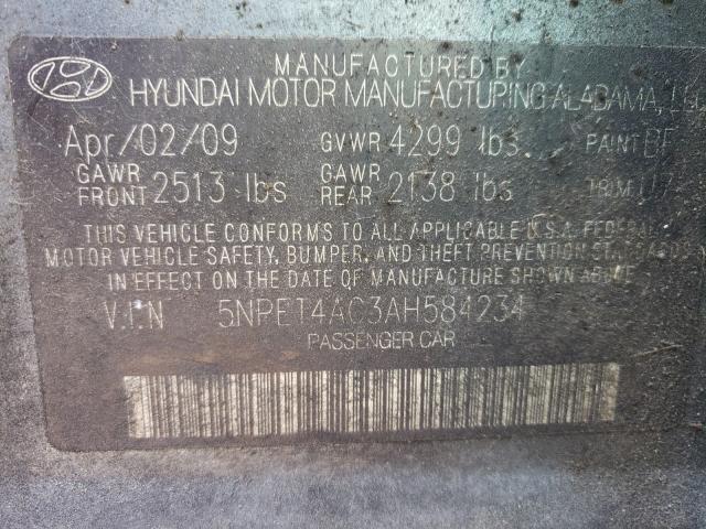 Photo 9 VIN: 5NPET4AC3AH584234 - HYUNDAI SONATA GLS 