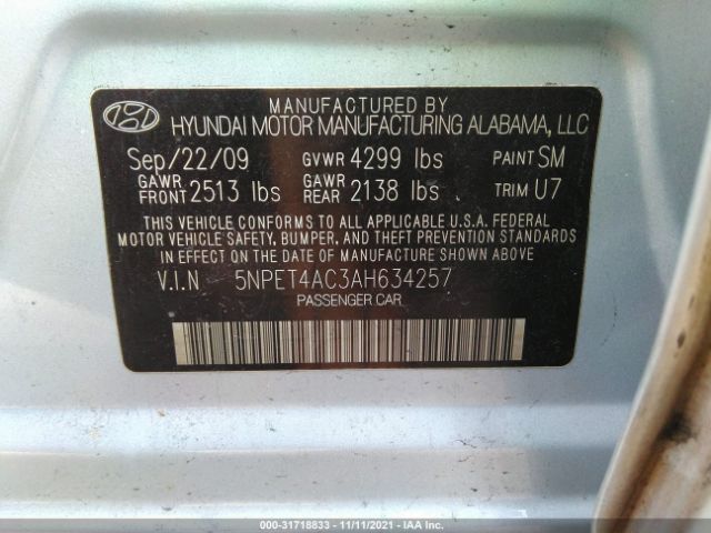 Photo 8 VIN: 5NPET4AC3AH634257 - HYUNDAI SONATA 