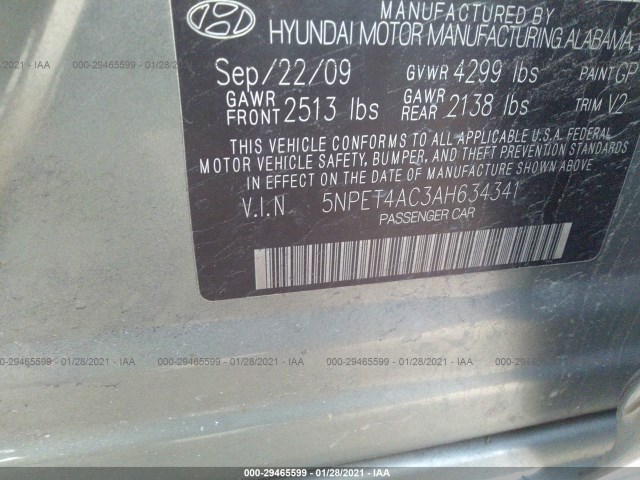 Photo 8 VIN: 5NPET4AC3AH634341 - HYUNDAI SONATA 