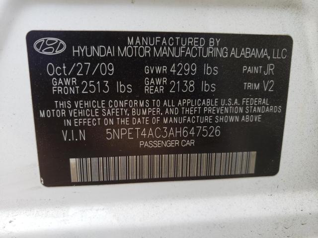 Photo 9 VIN: 5NPET4AC3AH647526 - HYUNDAI SONATA GLS 