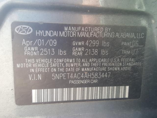 Photo 9 VIN: 5NPET4AC4AH583447 - HYUNDAI SONATA GLS 