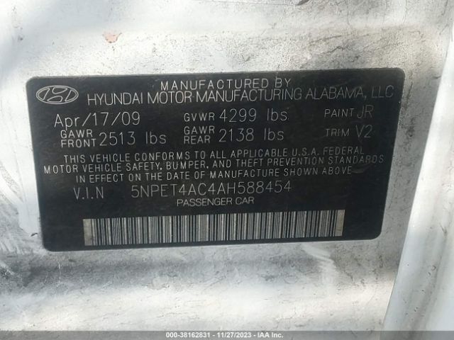 Photo 8 VIN: 5NPET4AC4AH588454 - HYUNDAI SONATA 