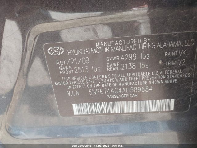 Photo 8 VIN: 5NPET4AC4AH589684 - HYUNDAI SONATA 