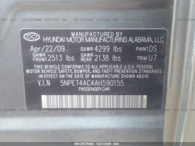 Photo 8 VIN: 5NPET4AC4AH590155 - HYUNDAI SONATA 