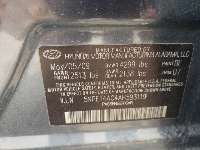 Photo 9 VIN: 5NPET4AC4AH593119 - HYUNDAI SONATA GLS 