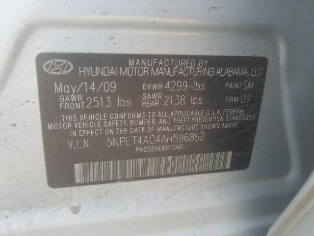 Photo 9 VIN: 5NPET4AC4AH596862 - HYUNDAI SONATA GLS 