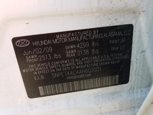 Photo 9 VIN: 5NPET4AC4AH602031 - HYUNDAI SONATA GLS 