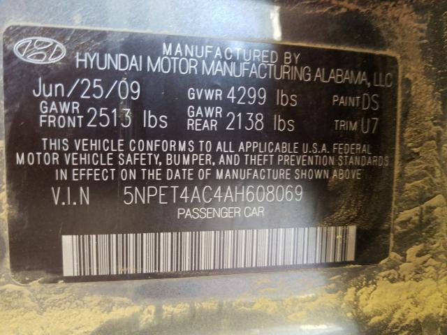 Photo 9 VIN: 5NPET4AC4AH608069 - HYUNDAI SONATA GLS 