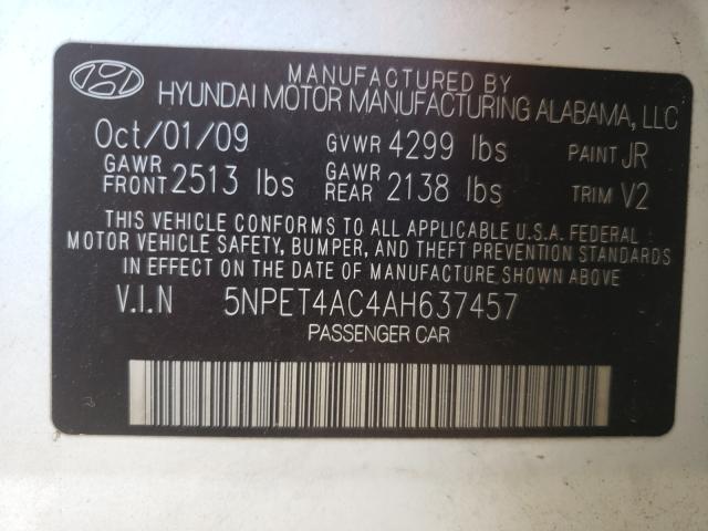 Photo 9 VIN: 5NPET4AC4AH637457 - HYUNDAI SONATA GLS 