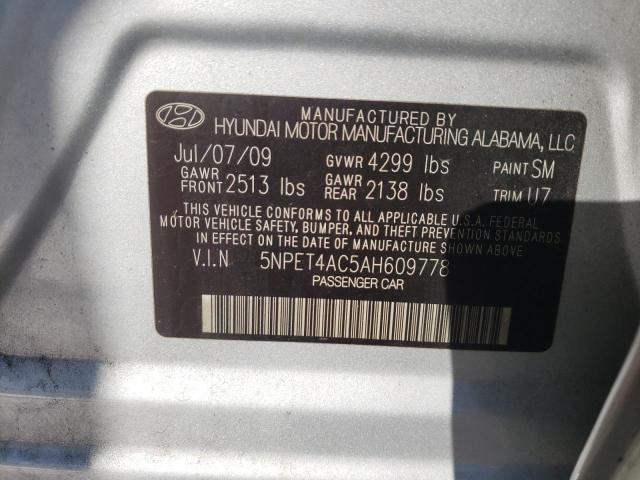 Photo 9 VIN: 5NPET4AC5AH609778 - HYUNDAI SONATA GLS 