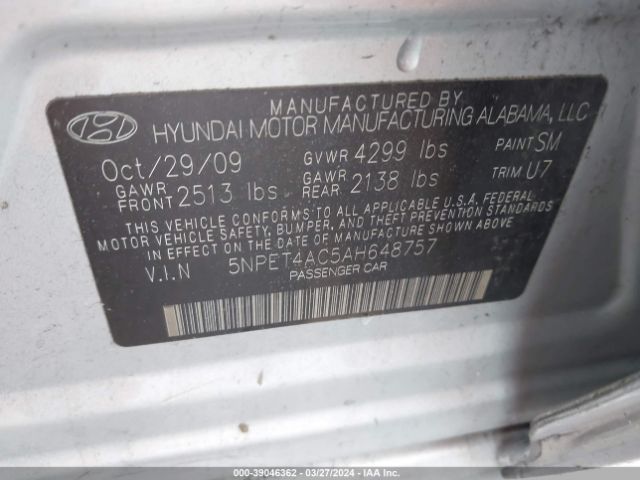 Photo 8 VIN: 5NPET4AC5AH648757 - HYUNDAI SONATA 