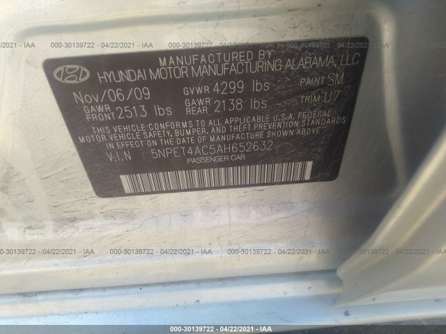 Photo 8 VIN: 5NPET4AC5AH652632 - HYUNDAI SONATA 