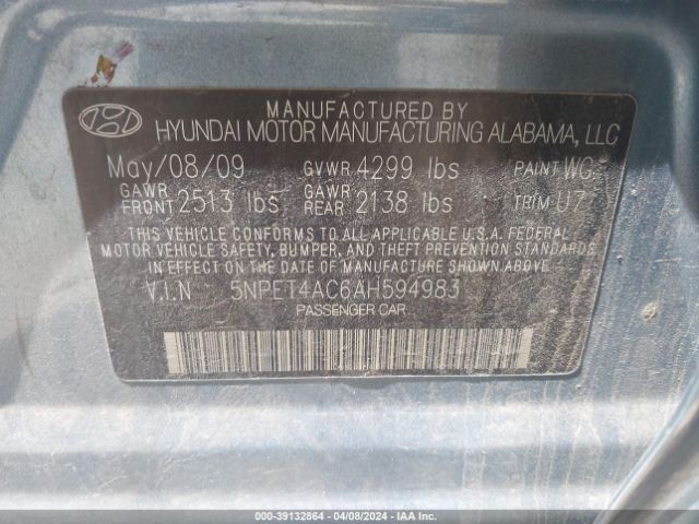 Photo 8 VIN: 5NPET4AC6AH594983 - HYUNDAI SONATA 