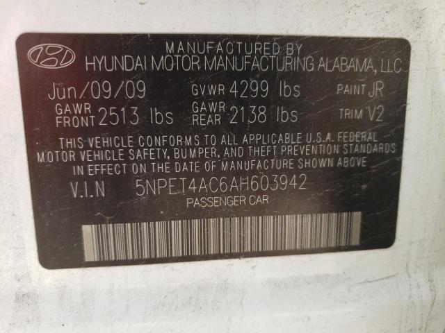 Photo 9 VIN: 5NPET4AC6AH603942 - HYUNDAI SONATA GLS 