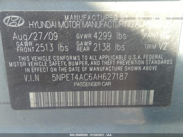 Photo 8 VIN: 5NPET4AC6AH627187 - HYUNDAI SONATA 