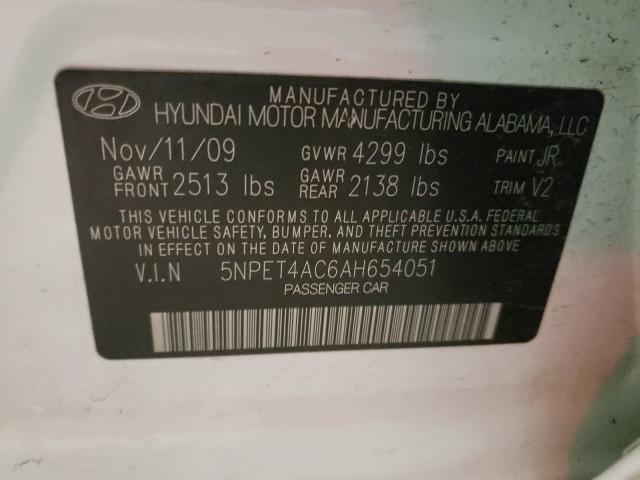 Photo 9 VIN: 5NPET4AC6AH654051 - HYUNDAI SONATA GLS 