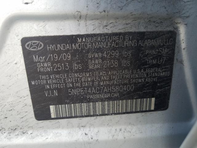 Photo 9 VIN: 5NPET4AC7AH580400 - HYUNDAI SONATA GLS 